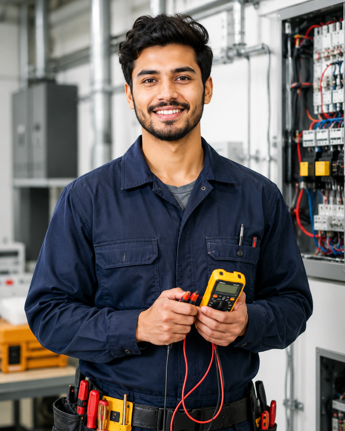 Electrical Technician with Multimeter